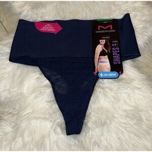 Maidenform Tame Your Tummy Thong Cool ComfortShapes Firm Shaper DM0049 L Blue